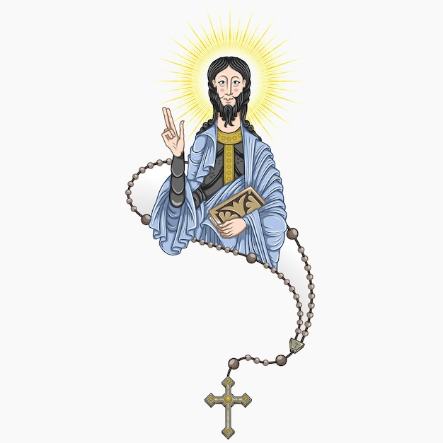 Vector santiago apostle with catholic rosary