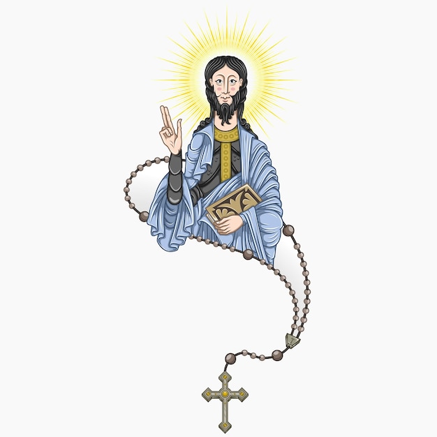 Santiago apostle with catholic rosary