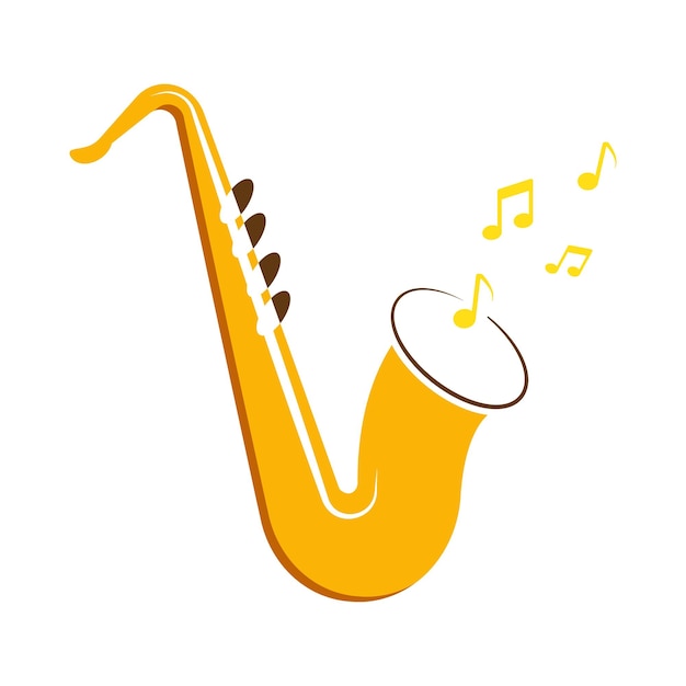 Saxophone vector illustration Musical equipment with music notes