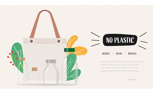 Say no to plastic bags and carry a fabric bag. Reuse reduce recycle concept to save earth.