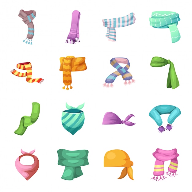 Vector scarf cartoon icon set