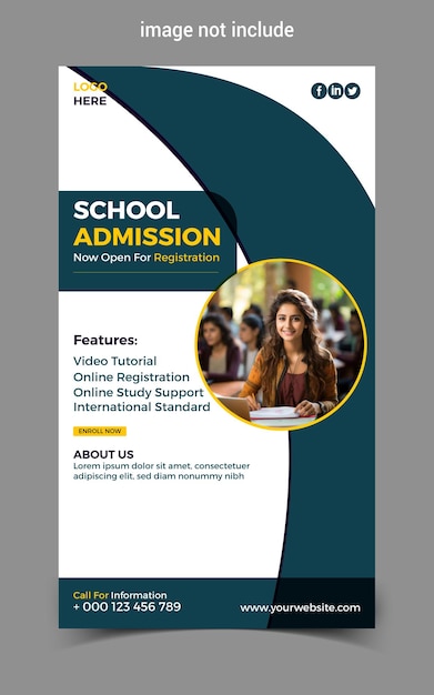 School admission Instagram and facebook post story Design template