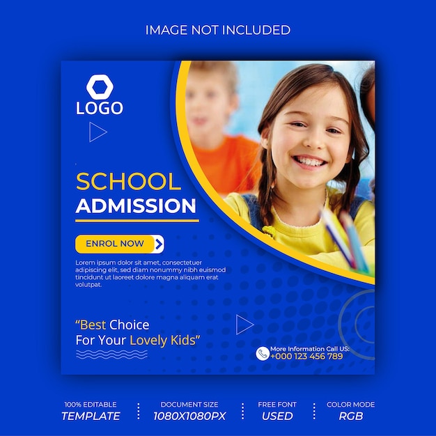 School Admission Social Media Banner Post Design