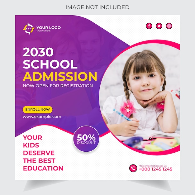 School admission social media post template