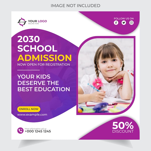 School admission social media post template