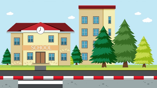 A School Building Scene