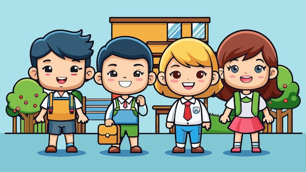 Vector school children vector cartoon art