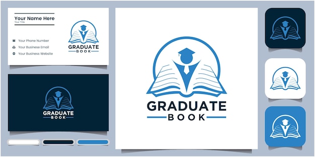 School education book logo vector icon Graduation education symbol