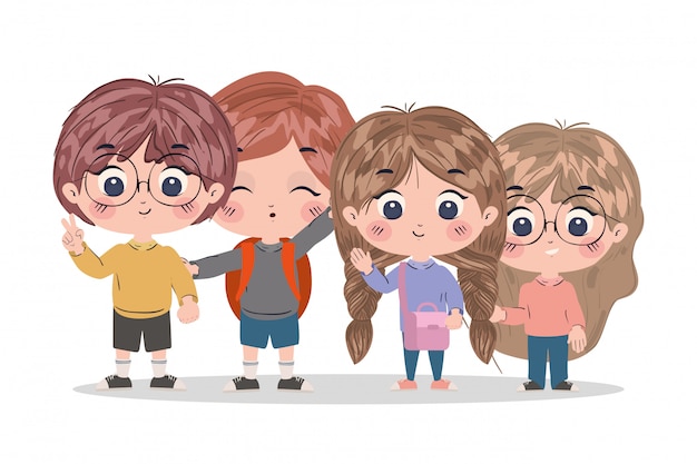 School kids cartoons vector design