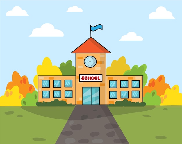 School vector illustration in bright colour