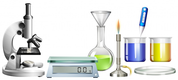 Science beakers and other equipment