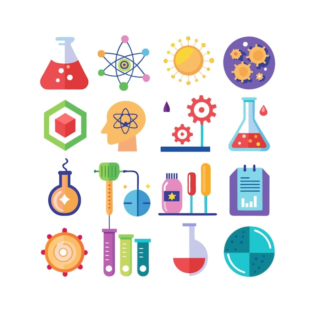 Vector science and research icon set vector illustration