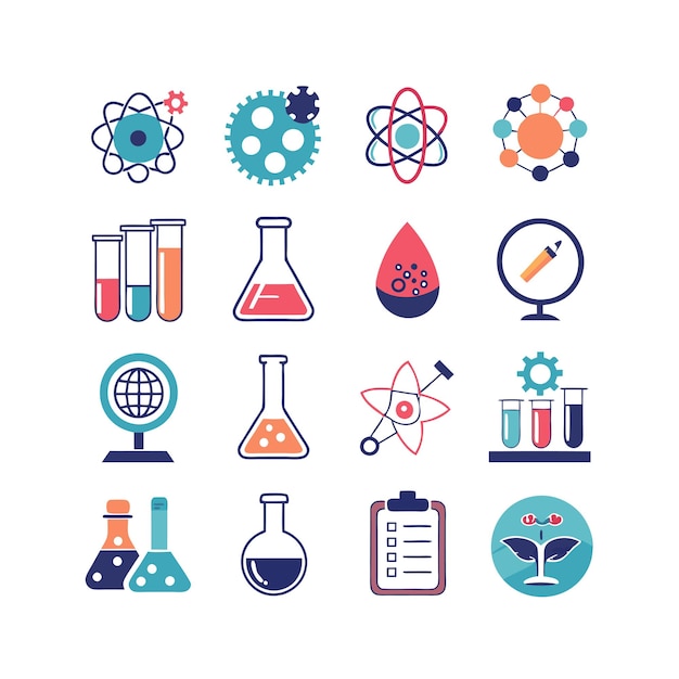 Vector science and research icon set vector illustration