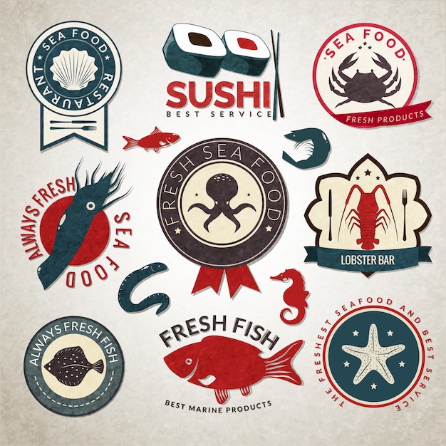 Seafood badge set