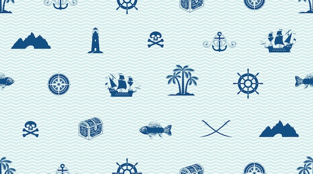 Vector seamless background on theme of sea travel