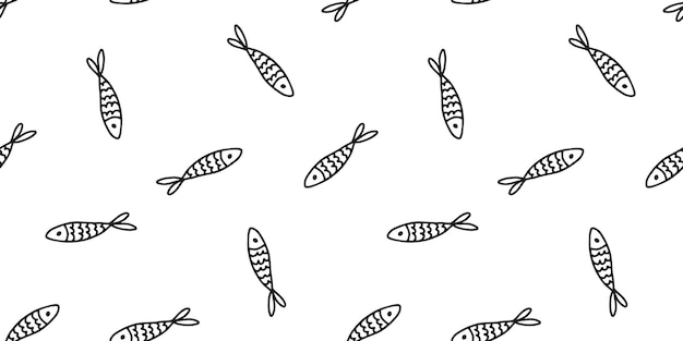 Seamless banner with hand drawn fish