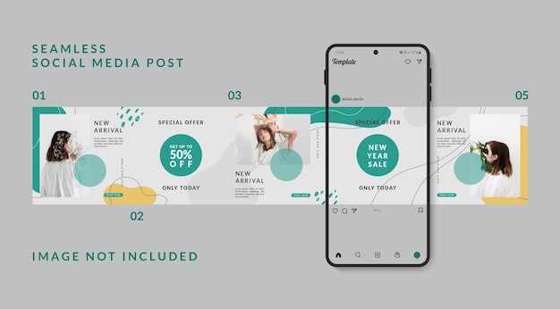 Seamless carousel puzzle social media post template