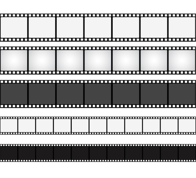 Seamless film strips on white background for design Vintage cinema and photo tape Retro film strips