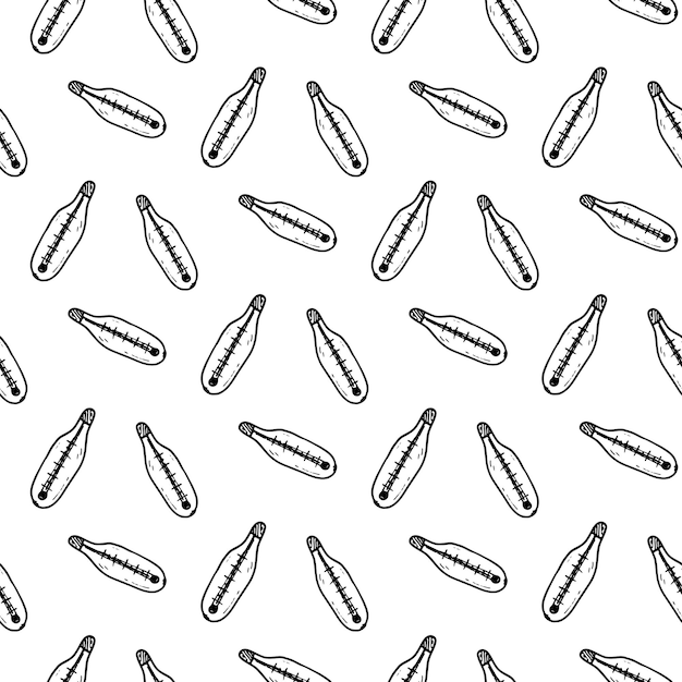 Seamless pattern hand drawn thermometer doodle. Sketch style icon. Decoration element. Isolated on white background. Flat design. Vector illustration.