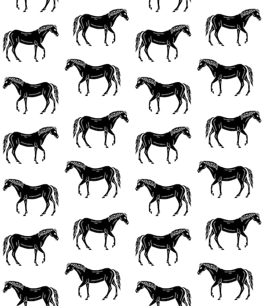 Vector seamless pattern of horses