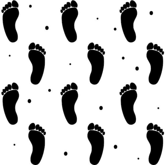 Vector seamless pattern of human footprint and blots