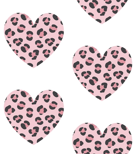 Seamless pattern of leopard hearts