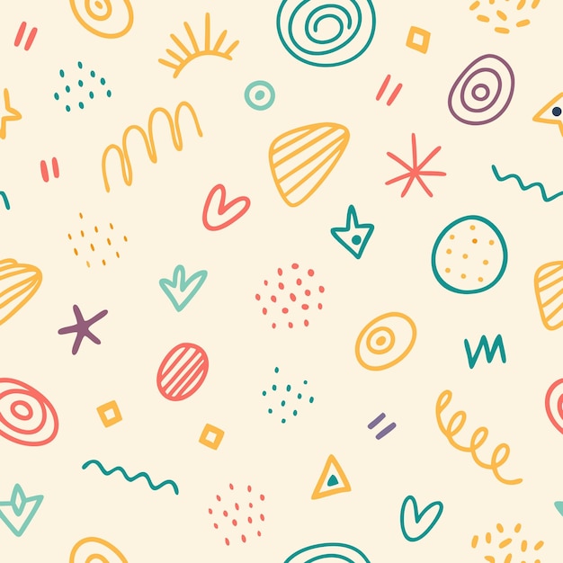 Vector seamless pattern with abstract doodle shapes