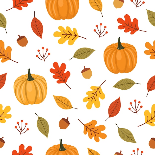 Seamless pattern with autumn Leaves acorns and oak leaves for wallpaper gift paper pattern fills textile fall greeting cards