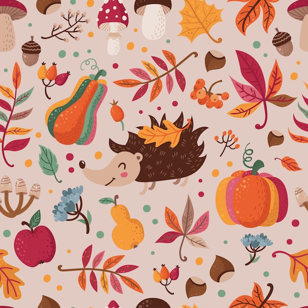 Seamless pattern with autumn leaves