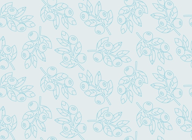 Seamless pattern with blueberry sprigs