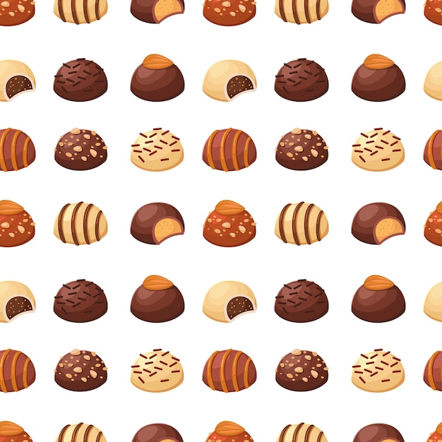 Seamless pattern with chocolates Vector illustration in flat style sweets Print for textiles