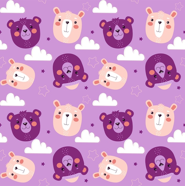 Seamless pattern with cute bears