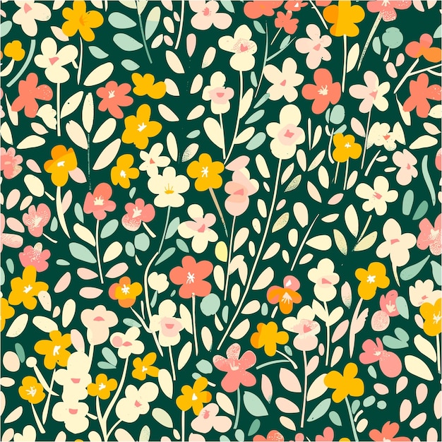 Vector seamless pattern with flowers and leaves floral pattern for wallpaper or fabric