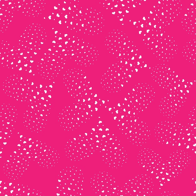 Seamless pattern with hand drawn hearts on the pink background