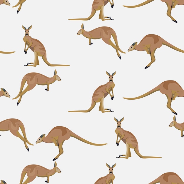 Vector seamless pattern with kangaroos wild animals of australia vector