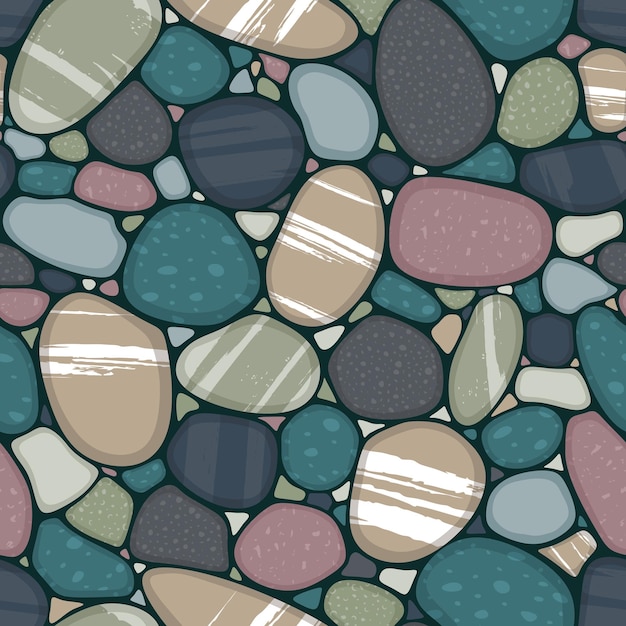 Vector seamless pattern with multi-colored stones in the vector