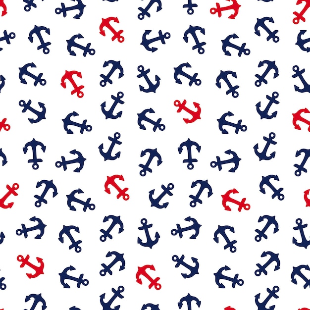 Seamless pattern with red and blue anchors