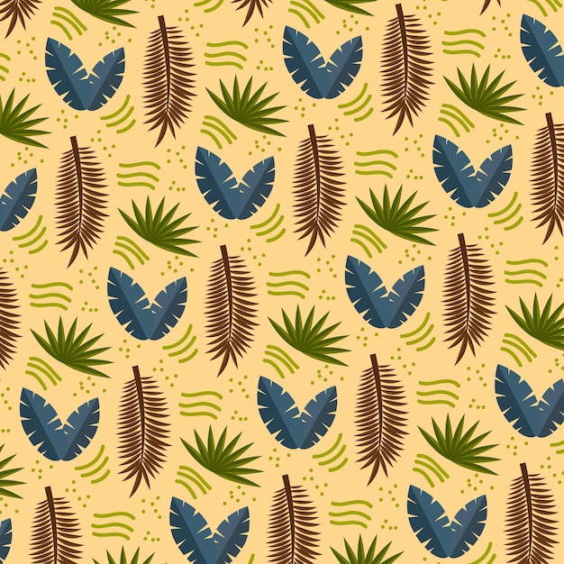 Seamless pattern with tropical leaves