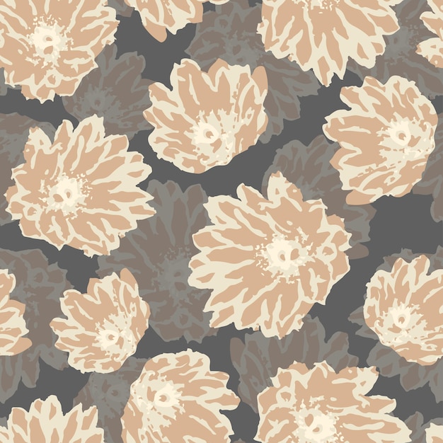 Vector seamless plants pattern background with hand drawn flowers greeting card or fabric