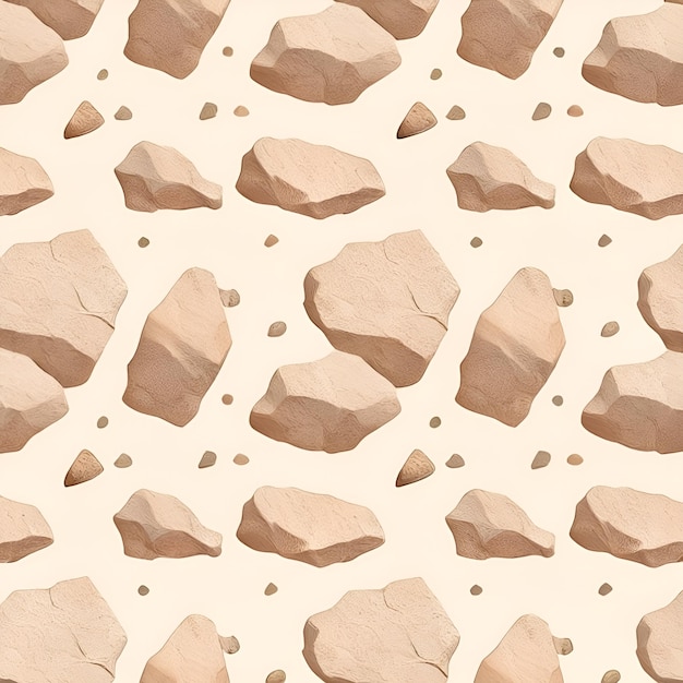 Vector seamless tile pattern of textured rock surfaces on a light peach background