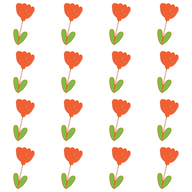 Seamless vector pattern of red stylized flowers