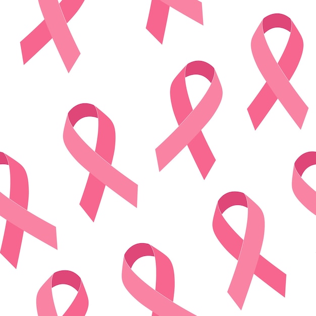 Seamless vector pattern with pink ribbon for World Breast Cancer Awareness Month Modern illustration