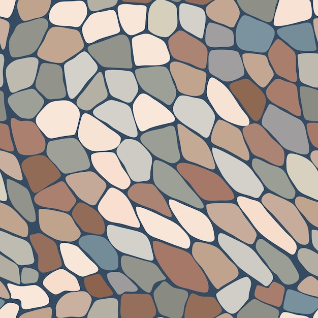 Vector seamless wall pattern of rounded sea pebbles vector background