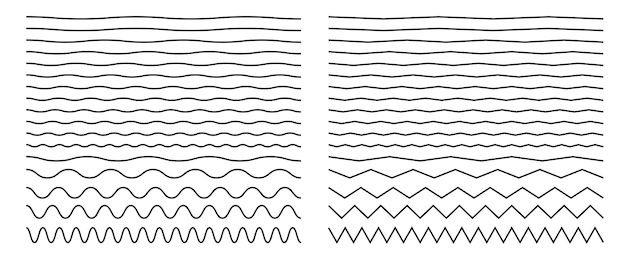 Seamless wavy zigzag line set