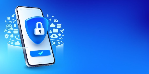 Secure internet connection, smart phone privacy and VPN connect protection