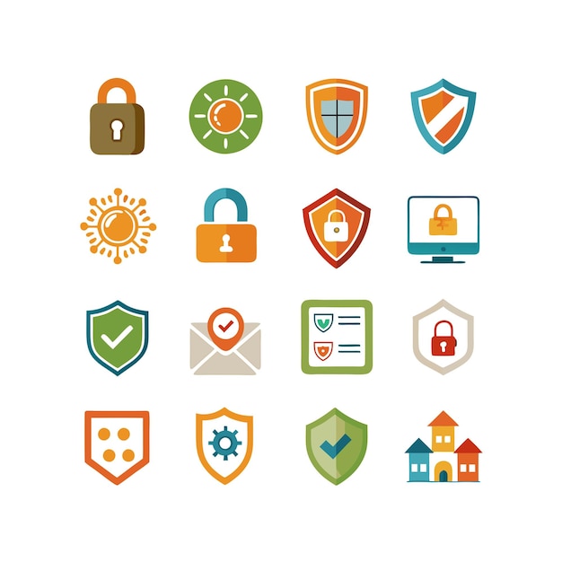 Vector security icon set collection vector illustration