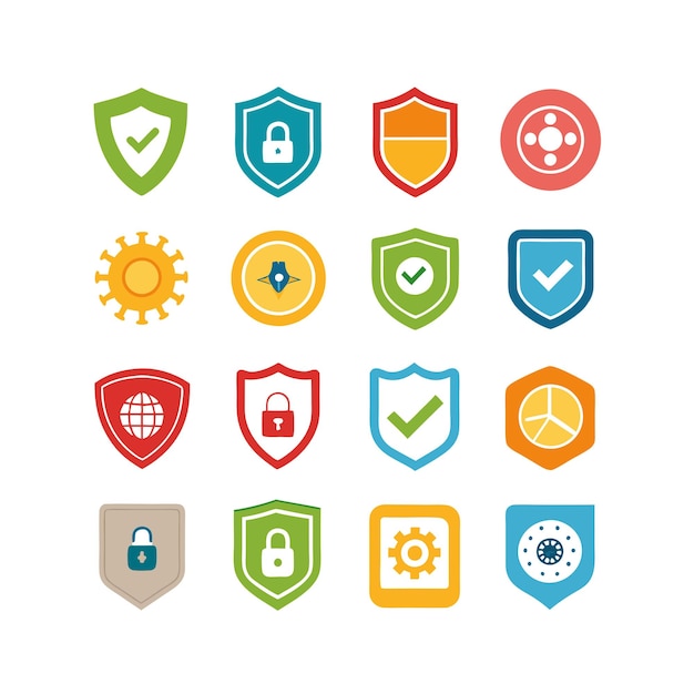 Vector security icon set collection vector illustration