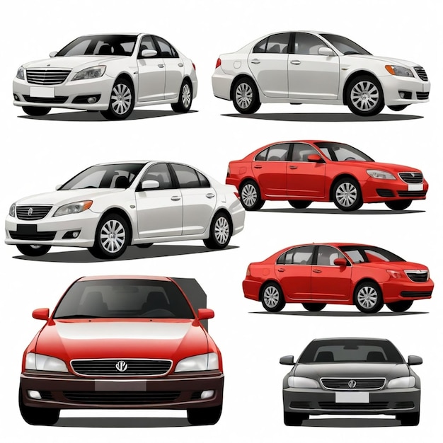 Vector sedan vector set white background isolated a high