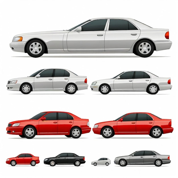 Vector sedan vector set white background isolated a high