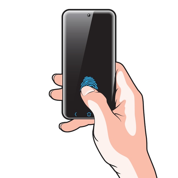 Semitransparent Smartphone with Red Button in Hand